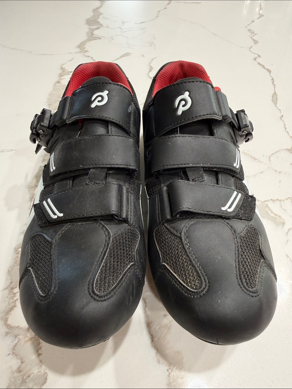 Peloton Black Cycling Shoes with Red Interior, Size 44